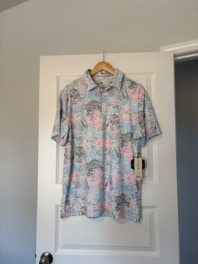 Rorie Whelan Golf performance Men’s Floral Print Short-Sleeve Size Large NWT